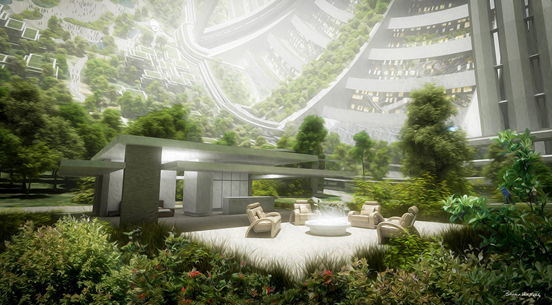 Illustration for article titled What a space city would actually look like in real life